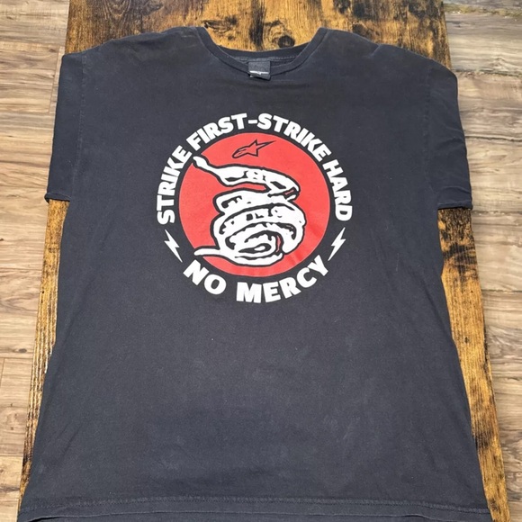 Alpine Stars  T Shirt No Mercy Made In USA Size L Motercross Racing Y2K Vintage - Picture 2 of 4